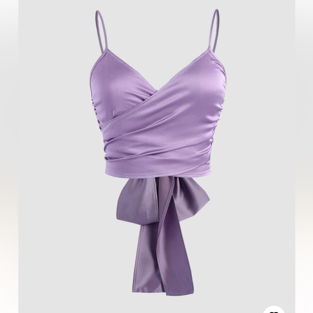 Purple Satin Wrap Top